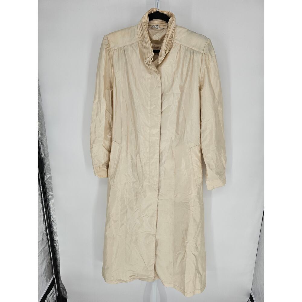 Vintage Alorna Women's Cream Long Sleeve High Neck  Overcoat Size 11/12